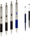 Zebra Pen G-402 Stainless Steel Retractable Gel Pen, Premium Metal Barrel, Fine Point, 0.5mm, Black and Blue Ink, 4-Pack