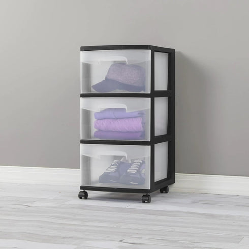LovingStar 3 WheelsSet 1 Plastic Storage Drawer Cart, Medium Home Organization Storage Container with Large Drawers