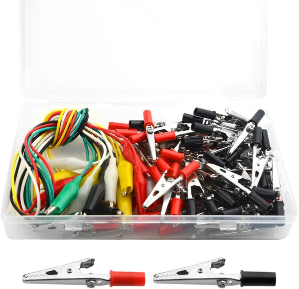 WMYCONGCONG 50 PCS Metal Alligator Clips, Electric Test Clamps + 10 PCS Double Ended Alligator Clips