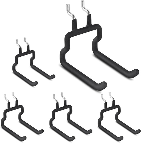 Utility Heavy Duty Pegboard Hooks, 5Pack Accessories for Hanging Tools, Fit 1/4" Peg Holes, Black
