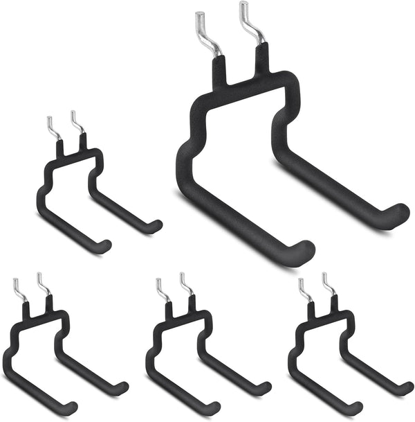 Utility Heavy Duty Pegboard Hooks, 5Pack Accessories for Hanging Tools, Fit 1/4" Peg Holes, Black