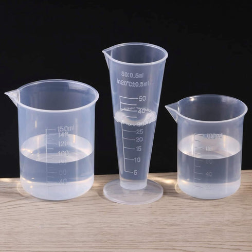 100ml/3.4oz Plastic Graduated Beaker (3 Pack), Transparent PP Measuring Cup Mixing Cup for Kitchen Lab
