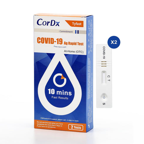 19 10 (2-Pack) CorDx TyFast at Home COVID Antigen Rapid Test Kit, Easy, Accurate, Fast Results in Minutes.
