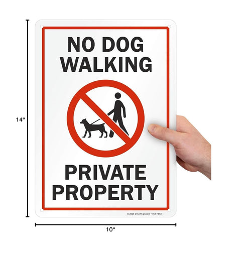 SmartSign "No Dog Walking - Private Property" Sign | 10" x 14" Plastic
