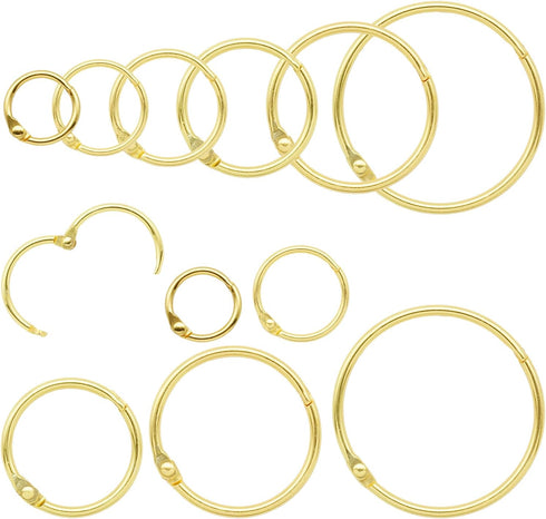 Semrien 120 Pcs Binder Rings Assorted Sizes (1/2", 3/4", 1", 1-1/4", 1-1/2", 2"),