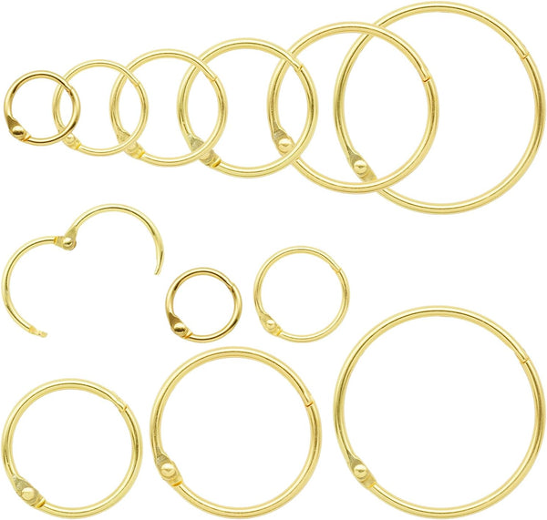 Semrien 120 Pcs Binder Rings Assorted Sizes (1/2", 3/4", 1", 1-1/4", 1-1/2", 2"),