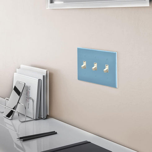 Light Blue 3 Gang Toggle Switch Plate Cover, Decorative Outlet for Home Decor