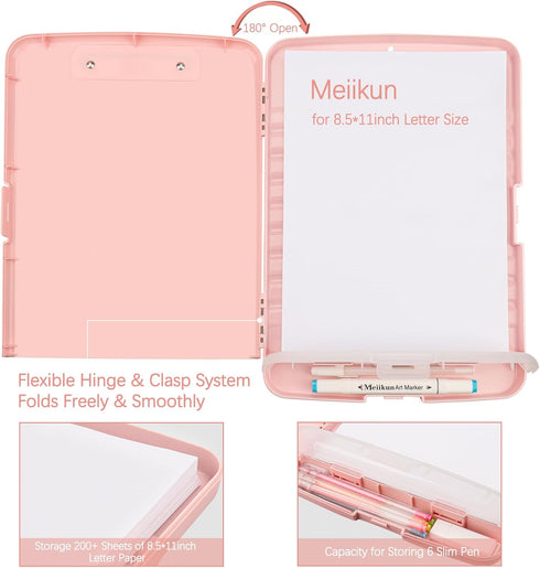 Clipboard with Storage, Plastic Clipboards 8.5x11 with Pen Holder, High Capacity Nursing Clipboard for Office Work