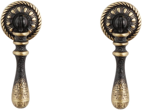 DubMag Retro knobsBrass Handles Kitchen Cupboard Handles2Pack Drawer Handle Black Hanging Cabinet Bedside