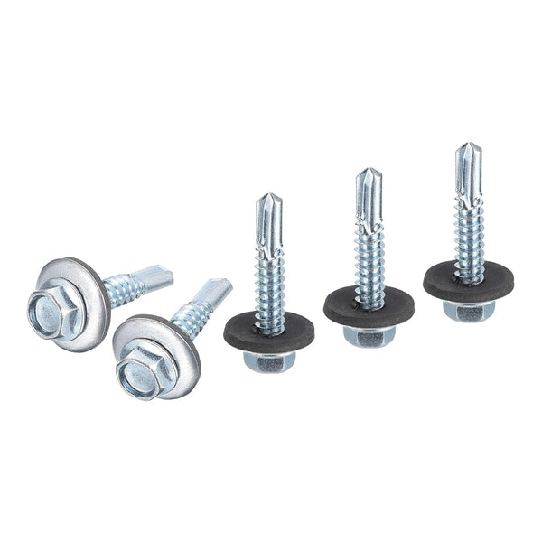 #14x1-1/4" Carbon Steel Self Drilling Screws with EPDM Washer - 25 Pack - Hex Washer Head for Metal
