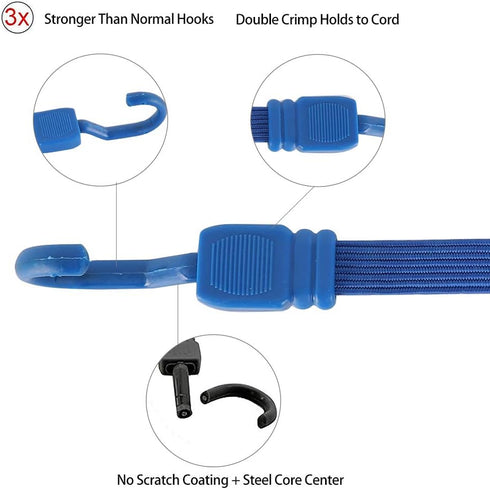 XSTRAP STANDARD 2PK 77 Inch Flat Bungee Cord Heavy Duty Adjustable Straps with Hooks for Hand Truck, Camping,