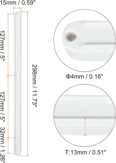 2Set 300mm uxcell Drawer Slides, - Plastic Drawer Rails with Screw, Side Mounted Grooved Guide Rail for Cabinet Drawer