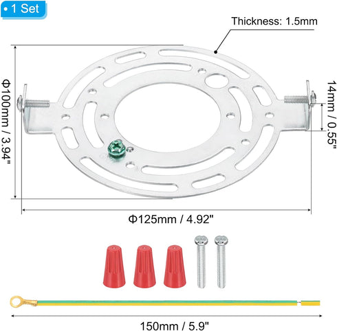 125mm (4.9") PATIKIL Universal Light Fixture Mounting Bracket Kit, Light Crossbar Round Ceiling Plate with Screw