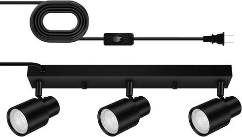 Plug-in Track Lighting LED, Track Light Fixtures Ceiling, Black Plug in Wall