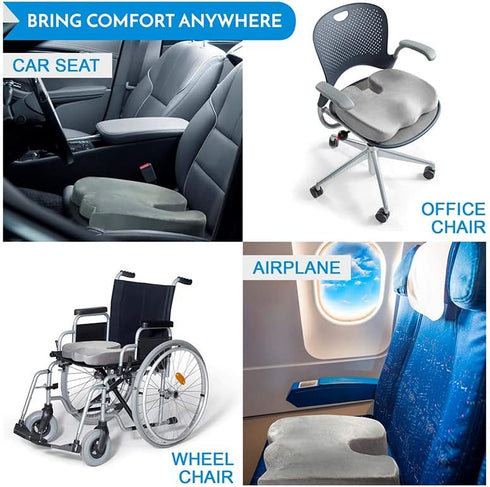AK TRADING CO. 100% Tailbone Premium Comfort Seat Cushion - Non-Slip Orthopedic Memory Foam Coccyx Cushion for Pain