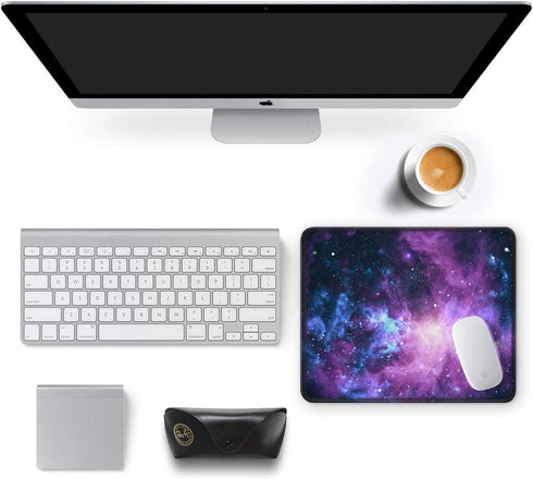 Auhoahsil Mouse Pad, Square Outer Space Mousepad Anti-Slip Rubber Mat with Durable Stitched Edge for Office Gaming,