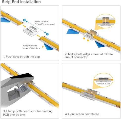 SEZO FCOB COB 10mm LED Light Strip Connectors Kit 8P Solderless Connectors + 4P Corner Connectors + 4PCS 15cm 22AWG
