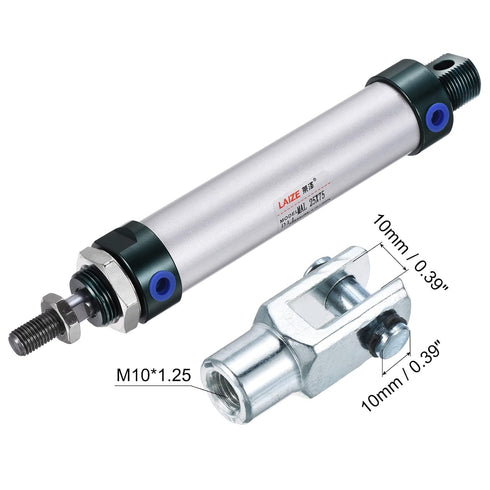 MECCANIXITY Pneumatic Air Cylinder, Double Action MAL25X75, 25mm Bore 75mm Stroke with Quick Fitting Set