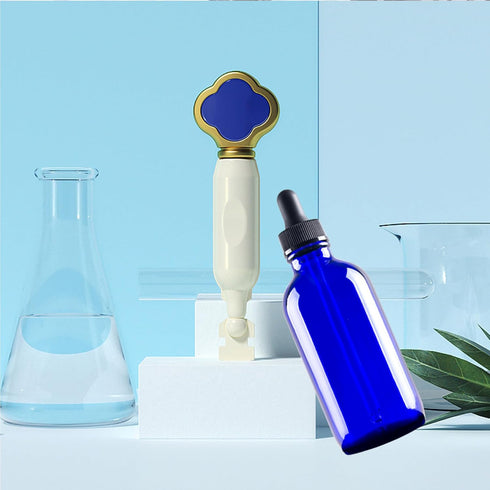 24 Pack 4oz Blue Glass Dropper Bottles, Eye Dropper Bottles with Glass Droppers for Essential Oils, 4oz