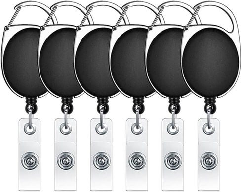 selizo 6pcs Retractable Badge Holders with Carabiner Reel Clip
