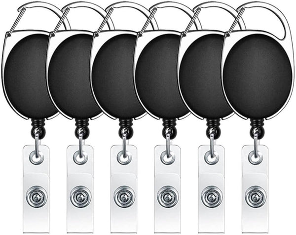 selizo 6pcs Retractable Badge Holders with Carabiner Reel Clip
