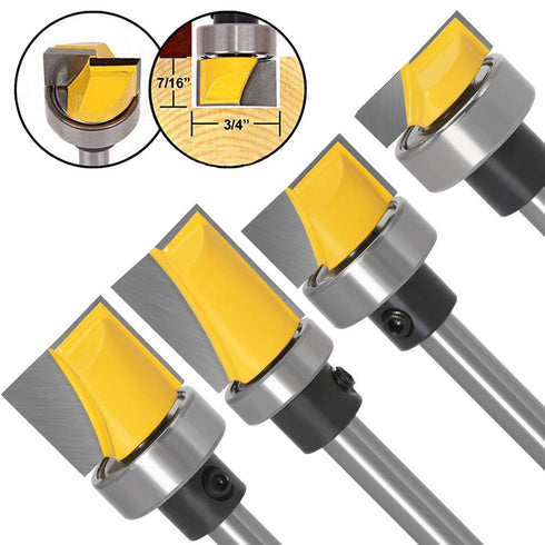 Wolfride 1/4-Inch Shank Door Hinge Router Bit Set - Template Flush Trim, Hinge Mortise, Bottom Cleaning Router Bit