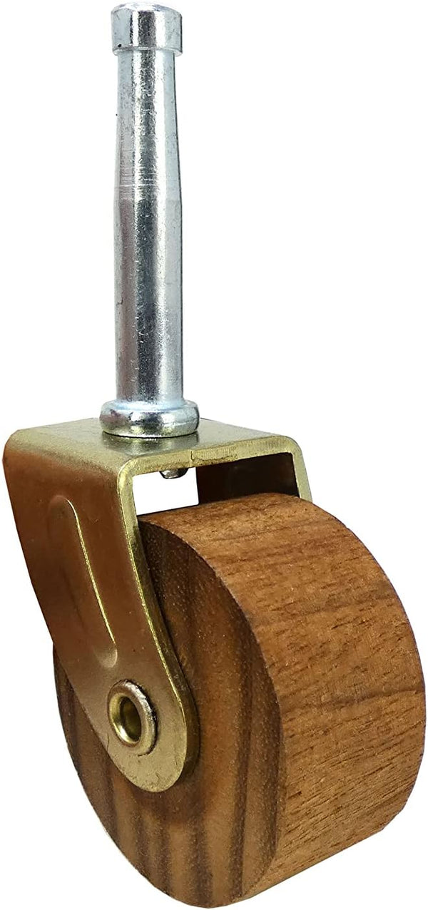Shepherd Hardware 9051 1-5/8-Inch Designer Stem Casters, Brown, Wood Wheel, 2-Pack, 5/16-Inch Stem
