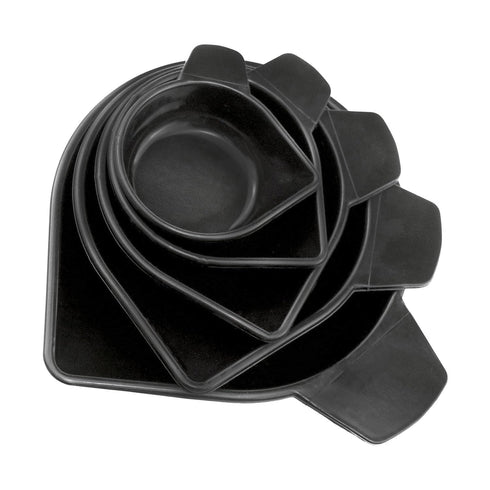 Weighing Pan Narrow Spout Plastic Scale Tray Set, 5 Sizes Black for Weighing Liquid Powder, etc. Lab Equipment