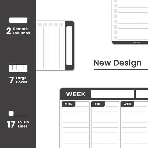 Weekly Dry Erase Board for Refrigerator, Magnetic Calendar Planner Set with 2 List Whiteboards, Markers & Eraser