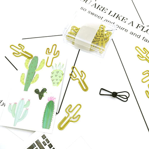 Binder Paper Clip, 30 Cute Cactus Paper Clips for Creative Decoration in Home, School, and Office (B)