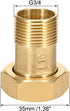 uxcell Brass Pipe Fitting, Hex Nipple, G3/4 Male X G1 Female Threaded Connector, Water Meter Coupling 49mm Length, 2Pcs