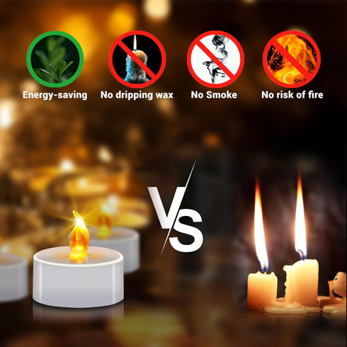 Tea Lights Battery Operated Candles LED Tea Lights Flameless Candles 200+ Hours Flickering Fake Tealights for Sweetest Day Wedding Home Decorations Party (Warm Yellow, 12 Pack) by Candlium