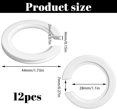 Tucnoeu E27 E14 12 Pack 42mm 29mm to Lamp Shade Adapter Ring, to Lampshade Converter Ring, White PP Plastic Light Shade