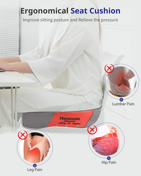 Navenwelle Tailbone Seat Cushion, Extra Large Memory Foam Office Chair Cushion, Ergonomic Pressure Relief Car Seat Pad