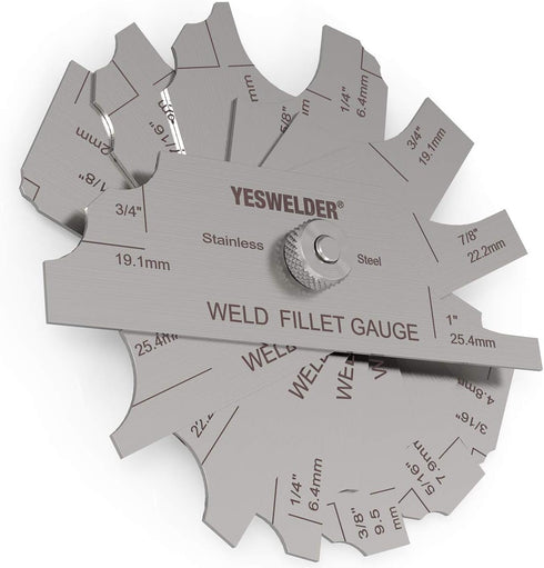 YESWELDER MG-11 Metal Weld Fillet Gages Set (7PCS) for Welding Inspection Test Ulnar MM & Inch
