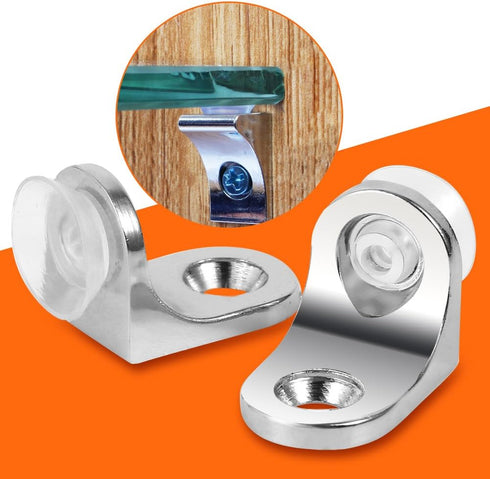 10 Pack, 9.8x5.9 Inch, Zinc Alloy Glass Shelf Holders, Plated, Silver, with Suction Cups, Shelf Bracket for Glass