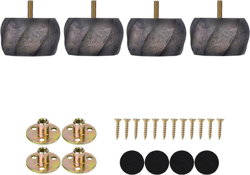 2 Inch Set 4 M8 Maricome Bun Feet for Furniture of Predrilled Bolt Antique Round Replacement Legs for Sofa Couch