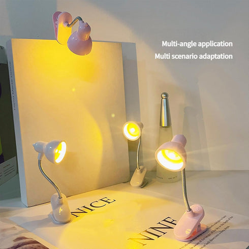 WTWU 360 Rotatable Tiny Table Lamp with Degree Rotating Neck Portable Clamp on Desk Lamp Warm Light for Office Bedside