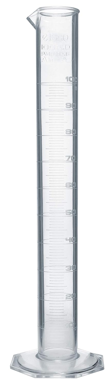 EISCO Graduated Cylinder, 100mL - Class B Tolerance, Octagonal Base, TPX Plastic, Industrial Quality, Autoclavable