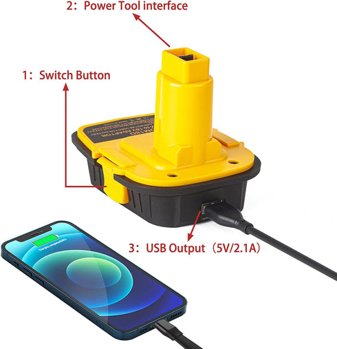 DM18D Converter for DeWalt 18v to 20v Battery Adapter, for Milwaukee M18 Batteries, Upgraded Version with USB