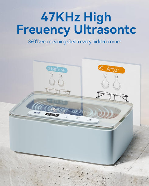 ZHHAYWAY 47kHz 3 330ML Ultrasonic Jewelry Cleaner, Ultrasonic Retainer Cleaner for Jewelry, Eyeglass, Braces