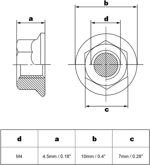 uxcell M4 304 10 Serrated Flange Hex Lock Nuts, Stainless Steel, Pcs