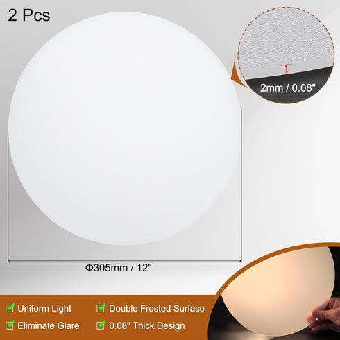12" 2 2mm PATIKIL Diameter Lampshade Diffuser, Pcs Thick Round Diffuser Sheet for Drum Lampshades, Pendants Light, DIY