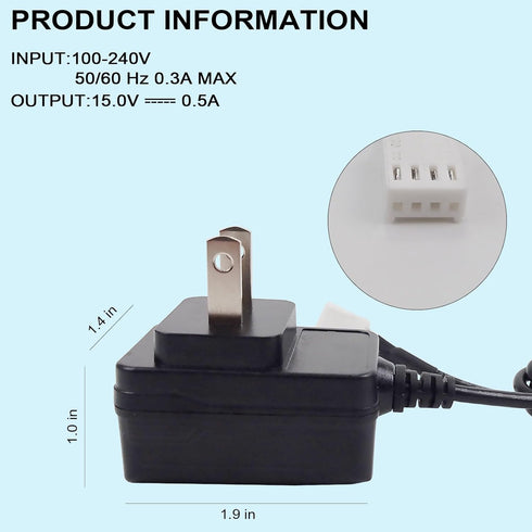 Water Softener Power Cord Transformer 15V DC Adapter Compatible with V3186-06 Fits for Water Softener Valves Produced in 2017 or Later Power Supply Cord