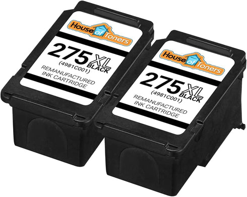 Remanufactured 2-Pack High Yield Black Ink Cartridges for Canon PG-275XL for PIXMA TR4720, TR4722, TS3520, TS3522