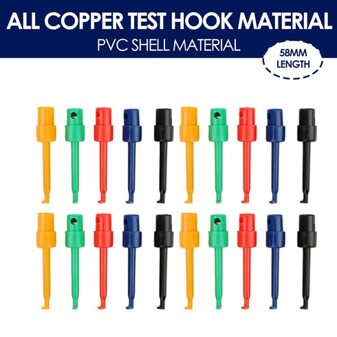 20Pcs Test Hooks Clips, Colorful Large Spring Hook Clip Test Grabber Probe for Electronic Components Testing