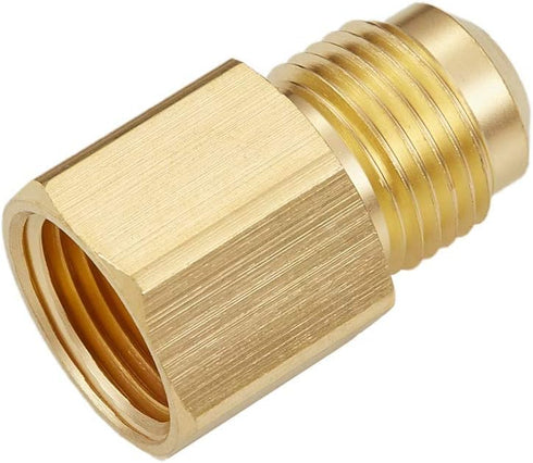 2 PCS Brass Flare Tube Fitting Coupling, Gas Adapter 3/8" Flare X 1/2" Female NPT Pipe Connector