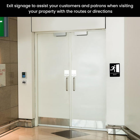 Exit Sign with Braille Grade II for Door & Wall, Comes with Graphical Symbols and Double Sided 3M Tape