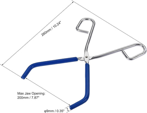 uxcell Lab Beaker Tongs Stainless Steel Chrome Plated 10-inch Opens Up to 200mm Width Blue by uxcell