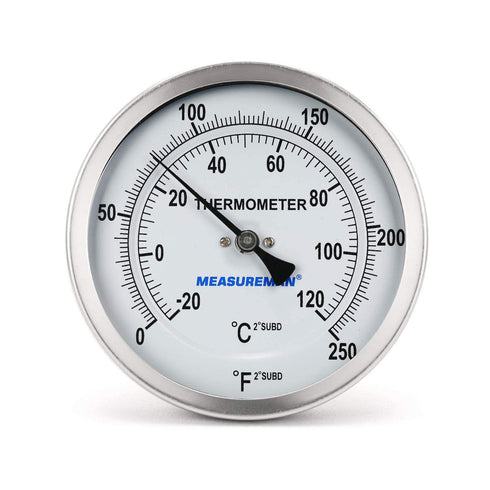 Measureman Fully Stainless Steel Pot, Kettle with Bimetal Dial Thermometer, 3" Dial, 0-250 deg F, Adjustable, 1/2" NPT